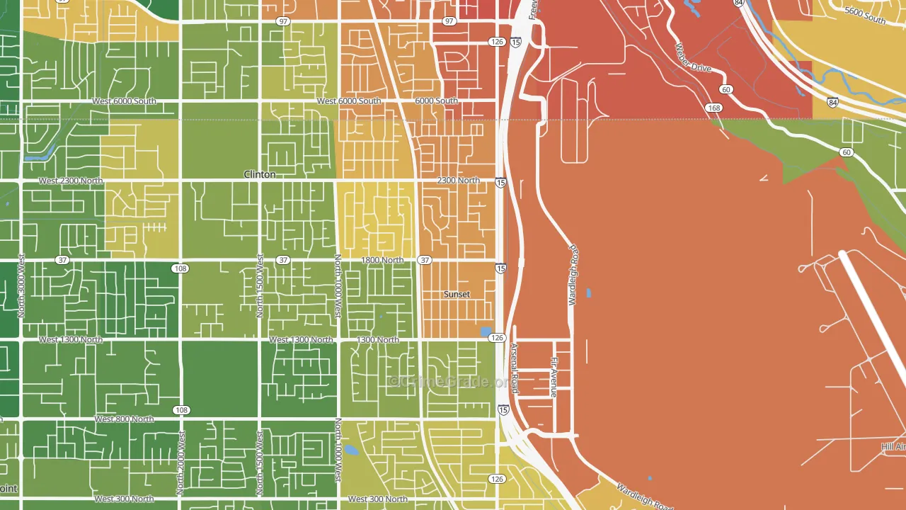 Sunset, UT Map of Vehicle Theft Rates