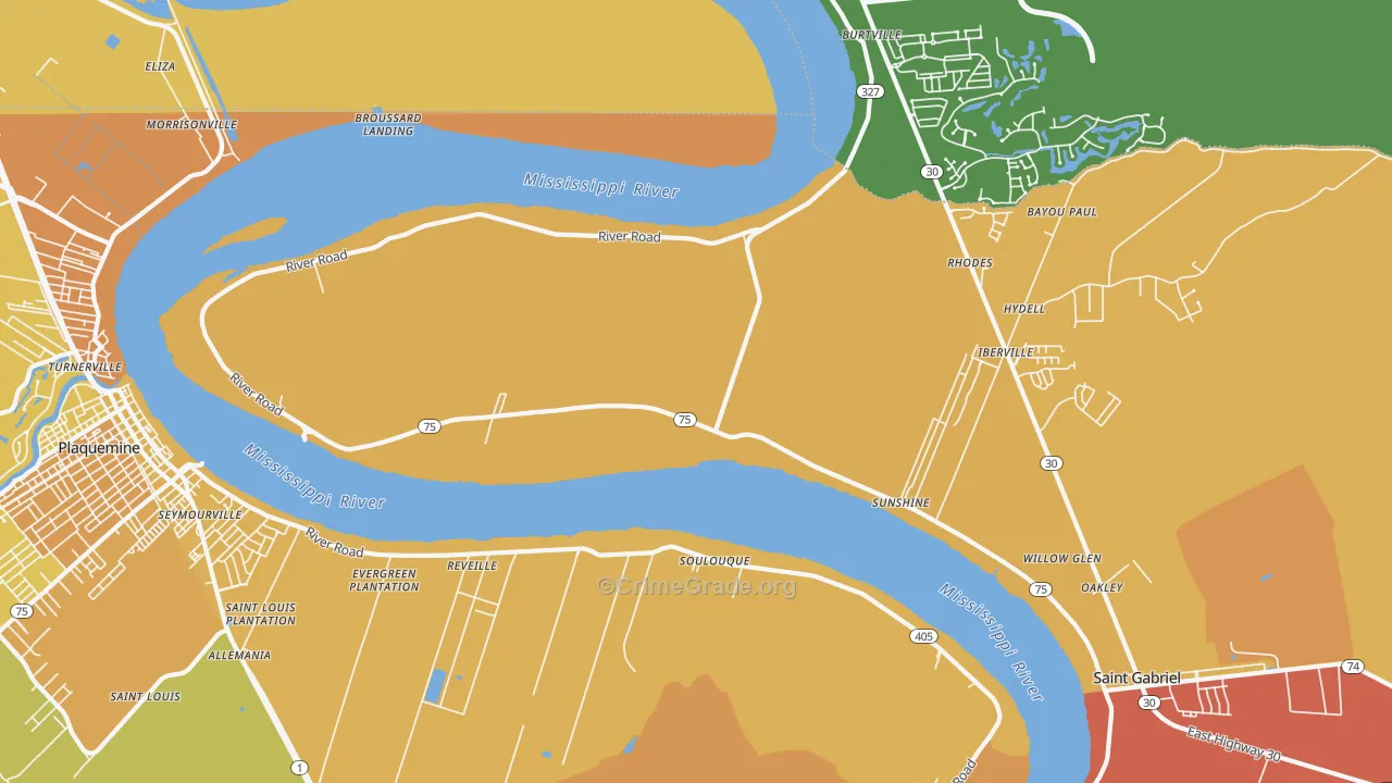 Sunshine, LA Map of Vehicle Theft Rates