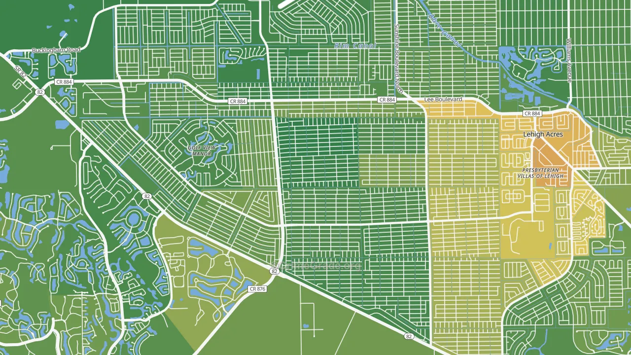 Sunshine, Lehigh Acres, FL Map of Vehicle Theft Rates