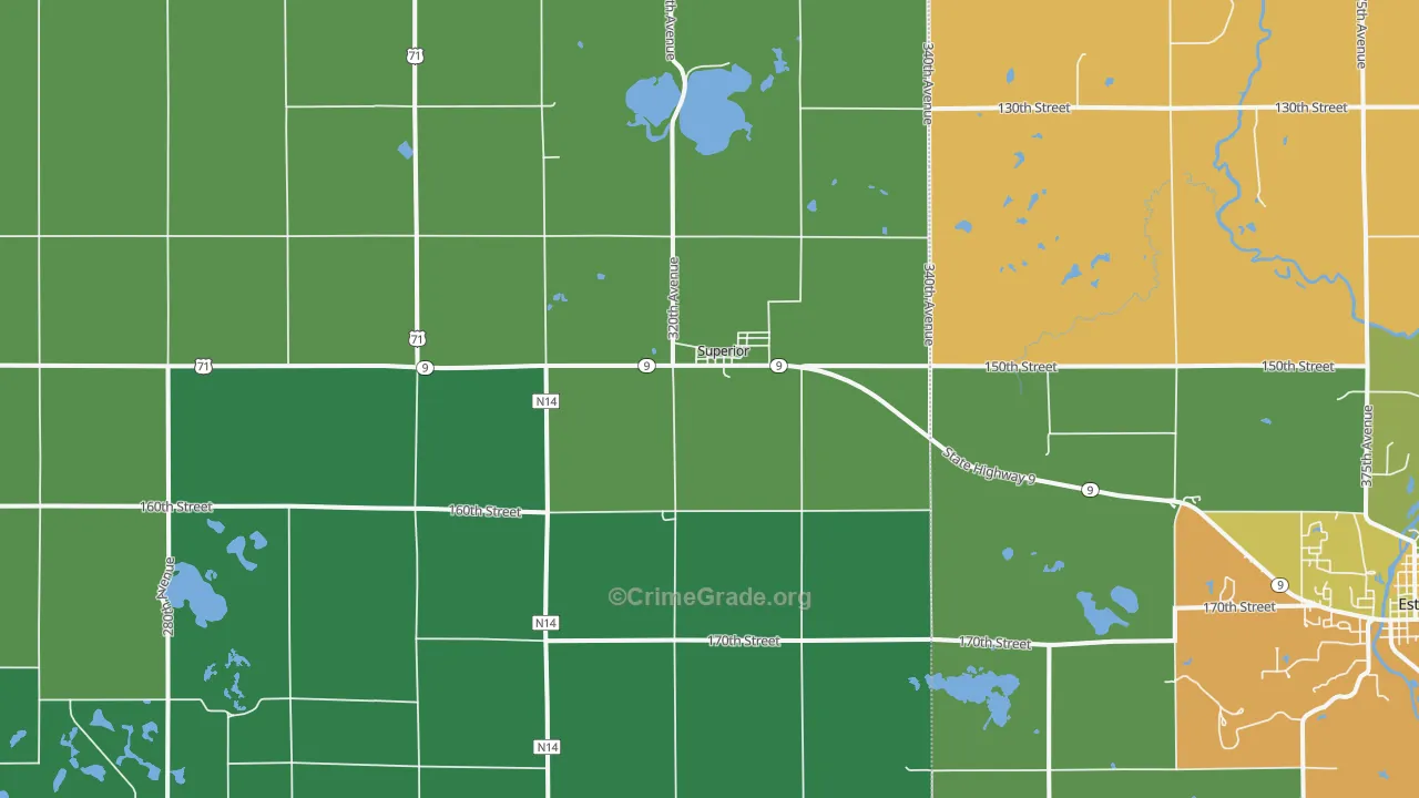 Superior, IA Map of Vehicle Theft Rates