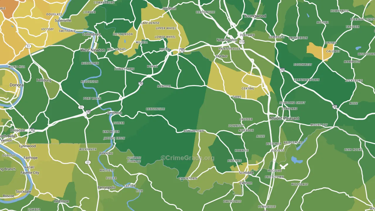 Superior, PA Map of Vehicle Theft Rates