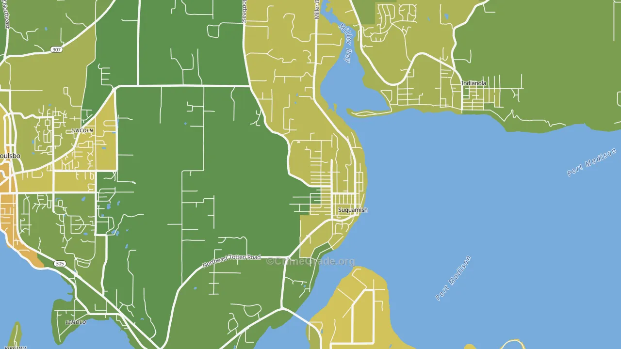 Suquamish, WA Map of Vehicle Theft Rates