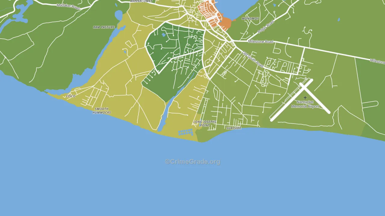 Surfside, MA Map of Vehicle Theft Rates