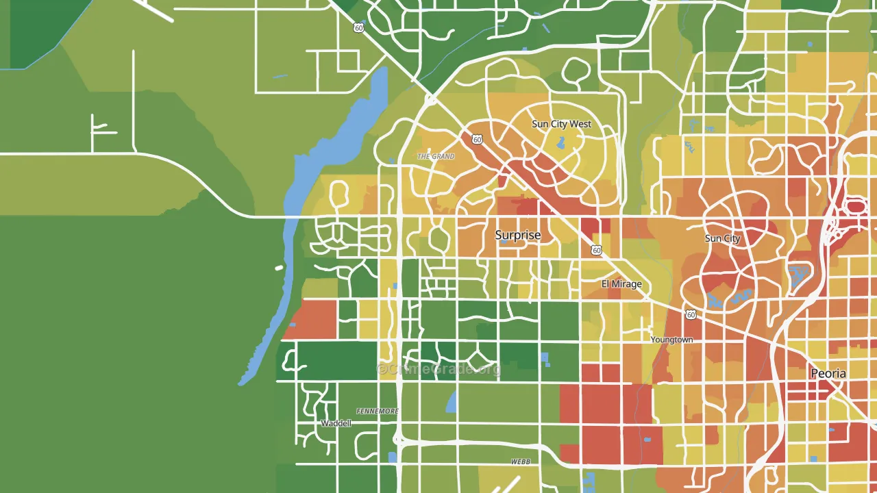 Surprise, AZ Map of Vehicle Theft Rates