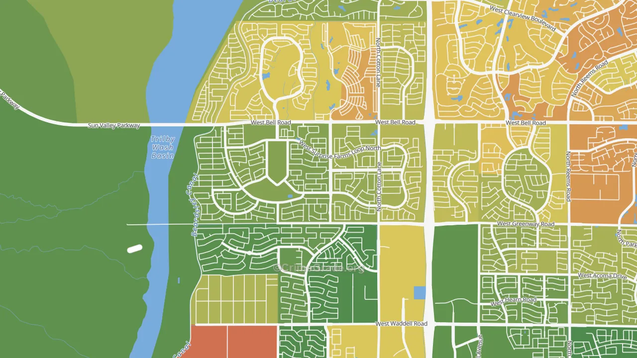 Surprise Farms, Surprise, AZ Map of Vehicle Theft Rates