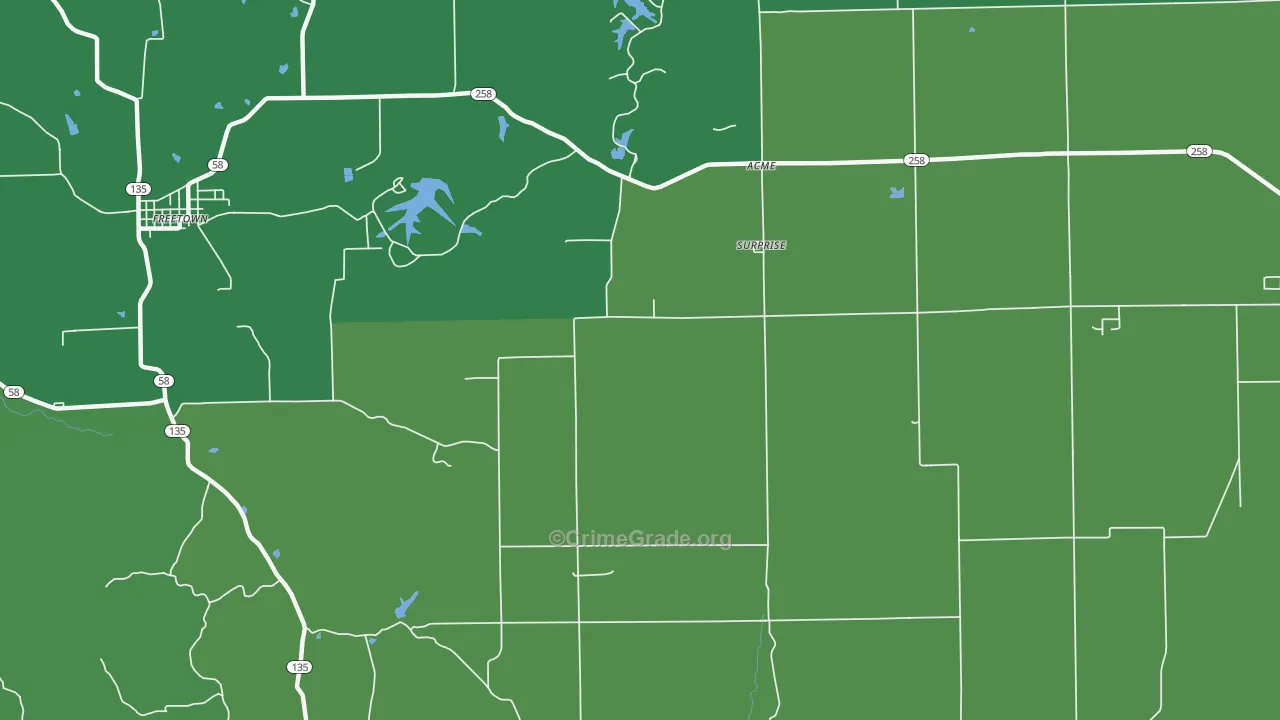 Surprise, IN Map of Vehicle Theft Rates