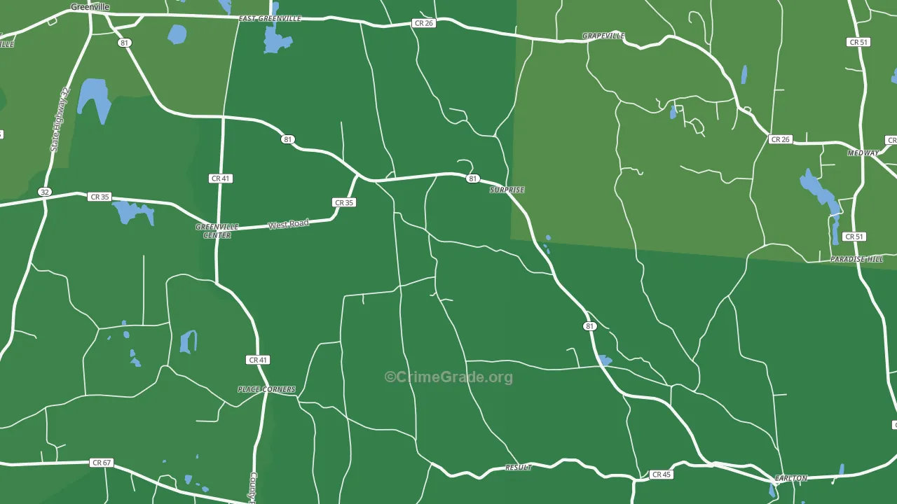 Surprise, NY Map of Vehicle Theft Rates