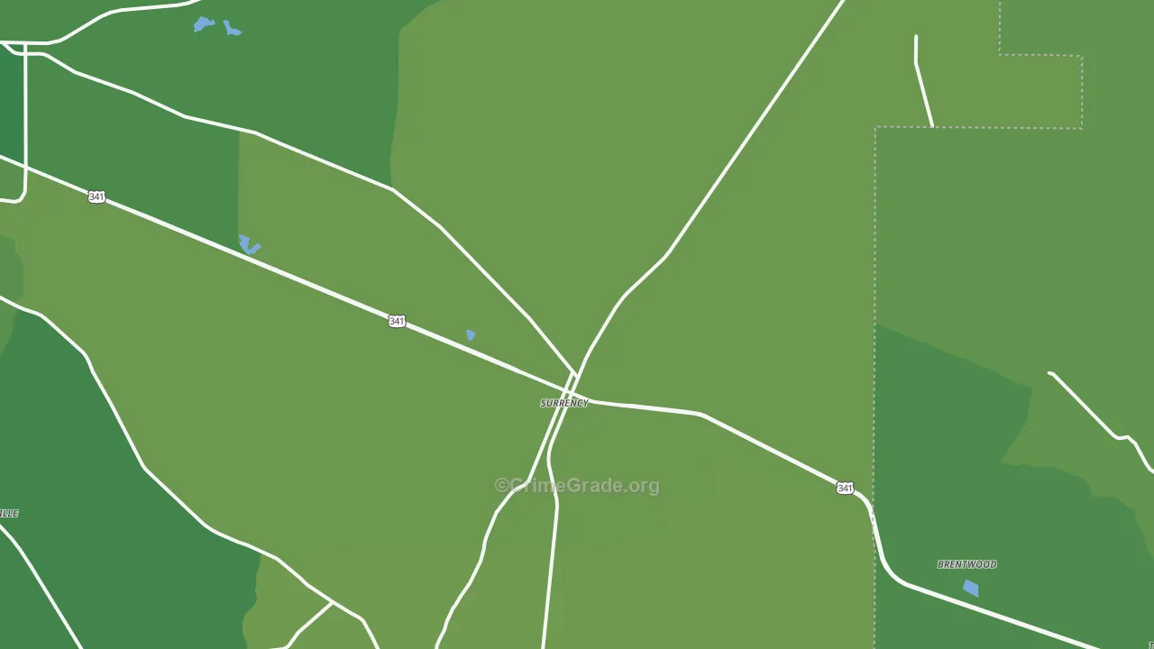 Surrency, GA Map of Vehicle Theft Rates