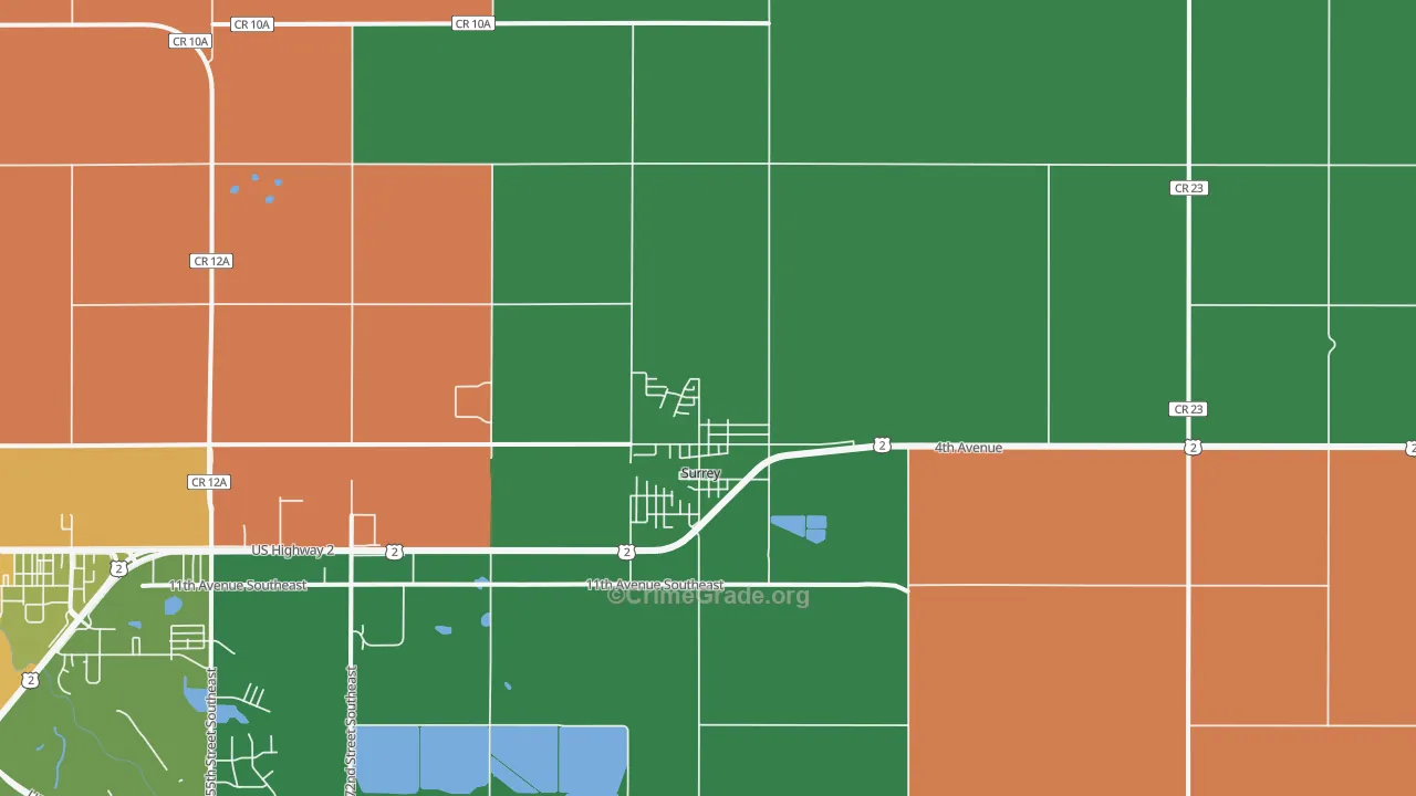 Surrey, ND Map of Vehicle Theft Rates
