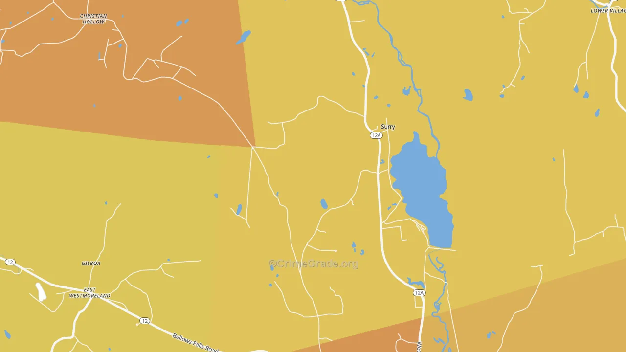 Surry, NH Map of Vehicle Theft Rates