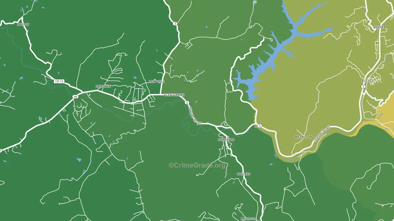 Surveyor, WV Map of Vehicle Theft Rates