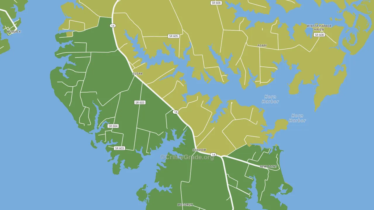 Susan, VA Map of Vehicle Theft Rates