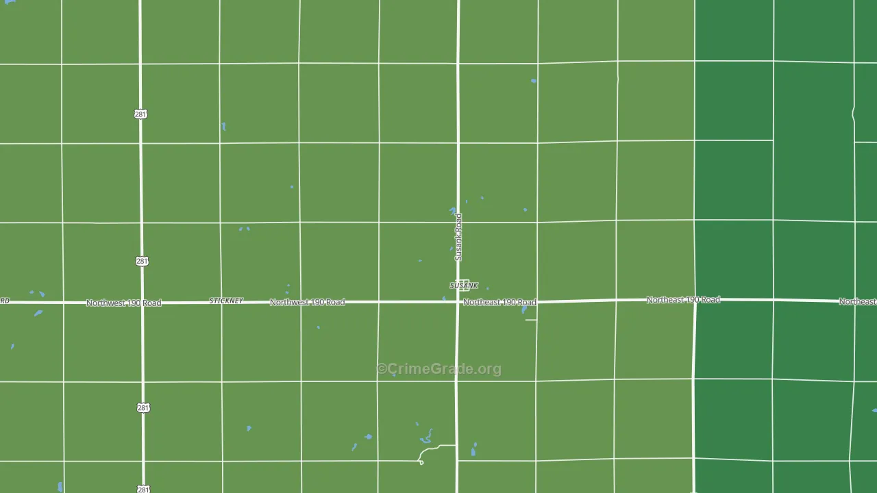 Susank, KS Map of Vehicle Theft Rates