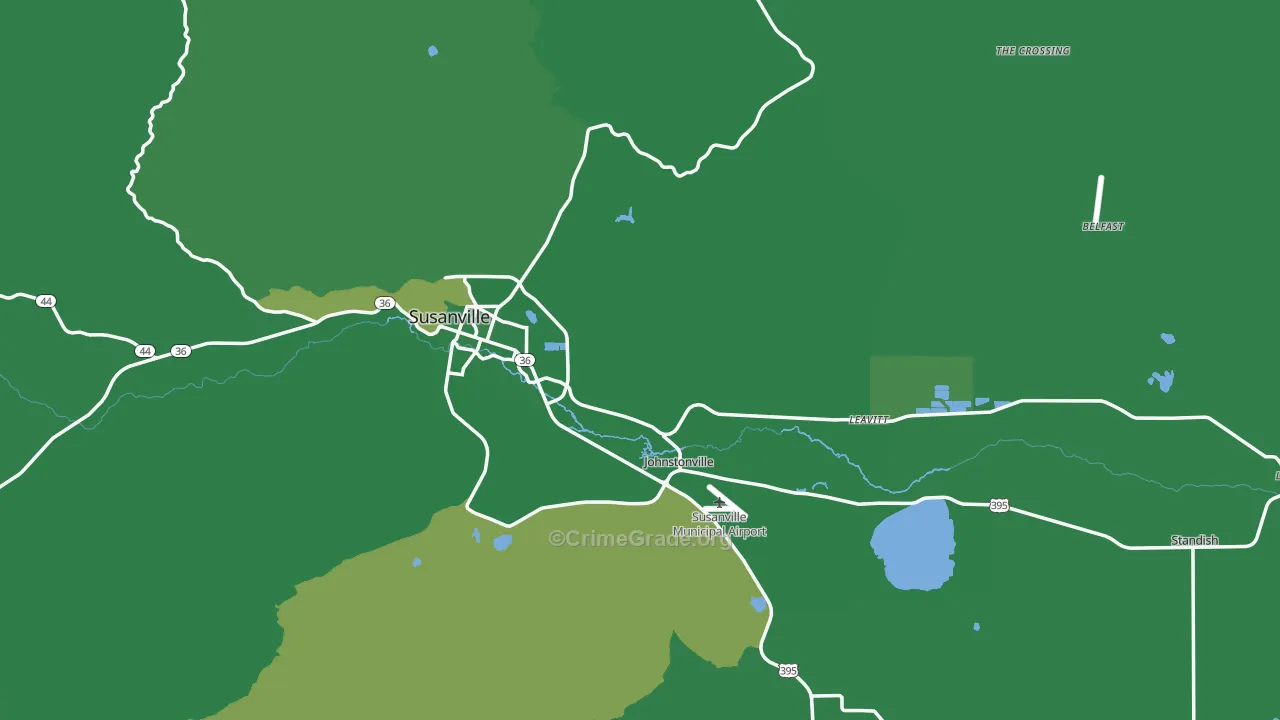 Susanville, CA Map of Vehicle Theft Rates