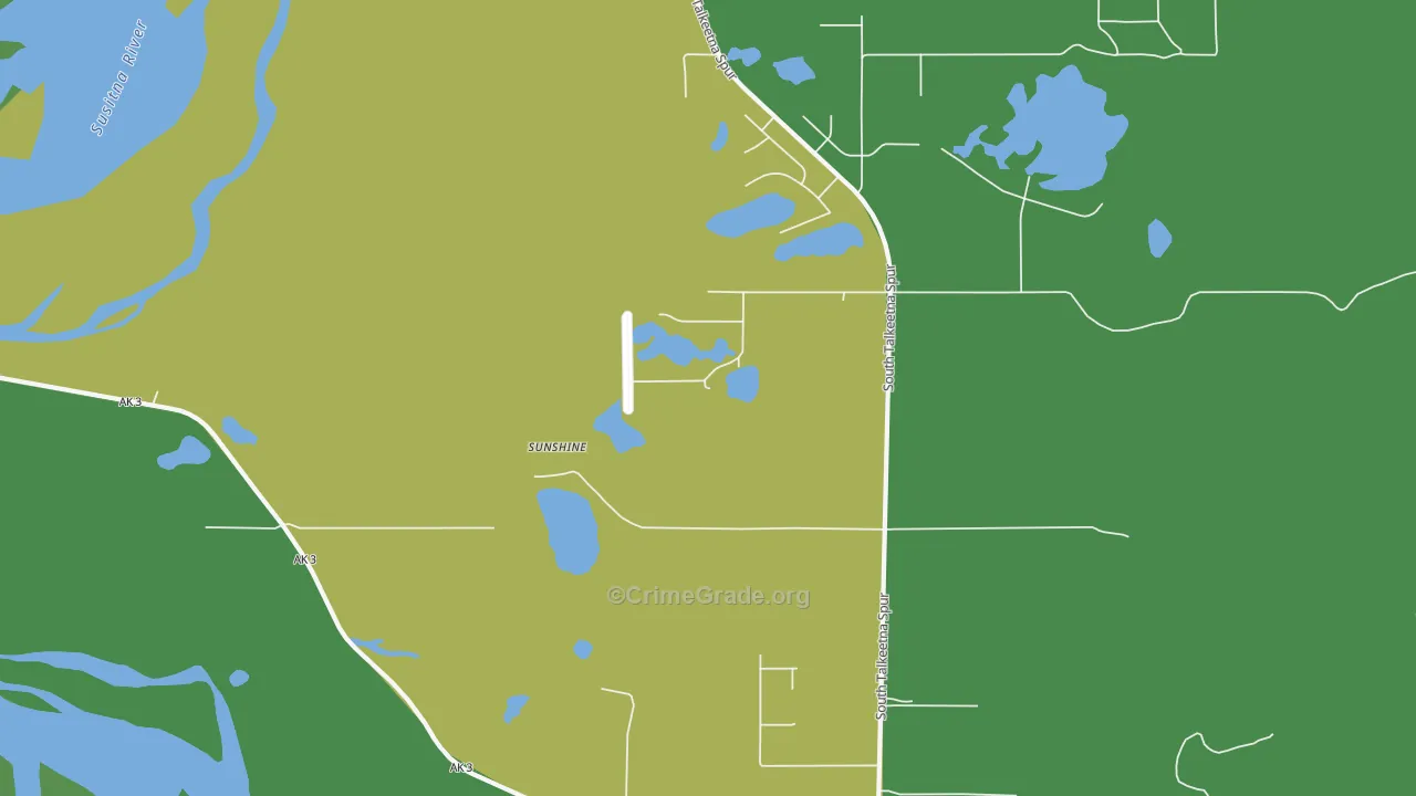 Susitna North, AK Map of Vehicle Theft Rates