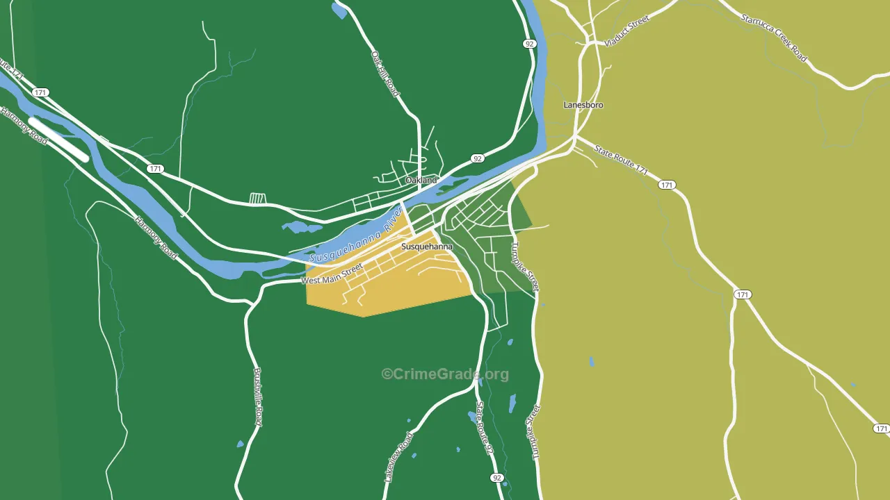 Susquehanna Depot, PA Map of Vehicle Theft Rates