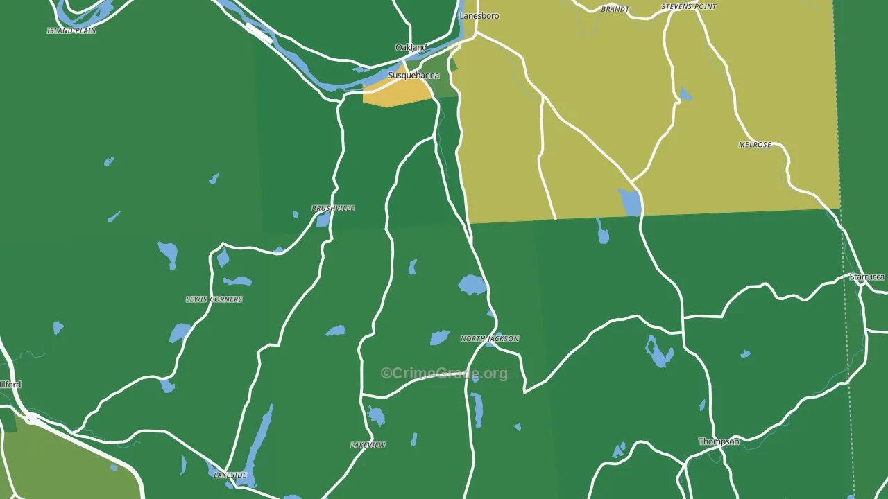 Susquehanna, PA Map of Vehicle Theft Rates