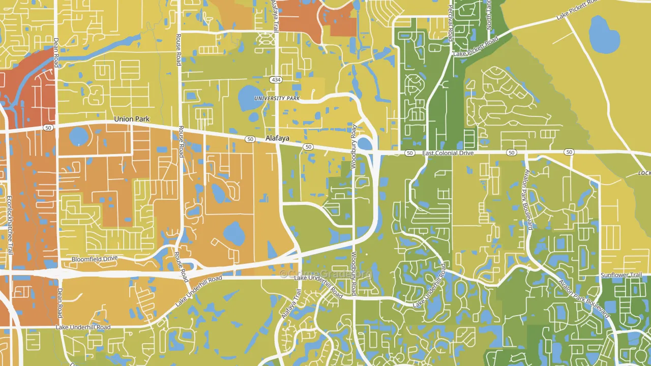 Sussex Place, Alafaya, FL Map of Vehicle Theft Rates