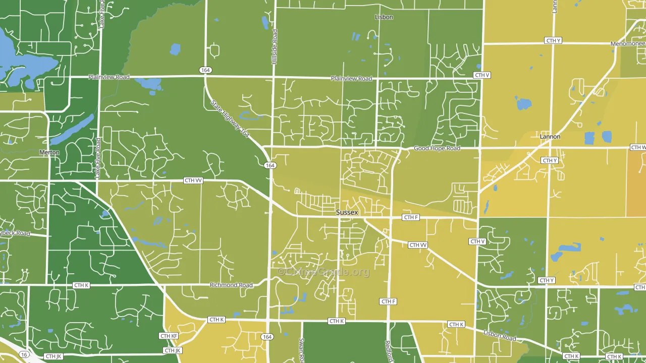 Sussex, WI Map of Vehicle Theft Rates