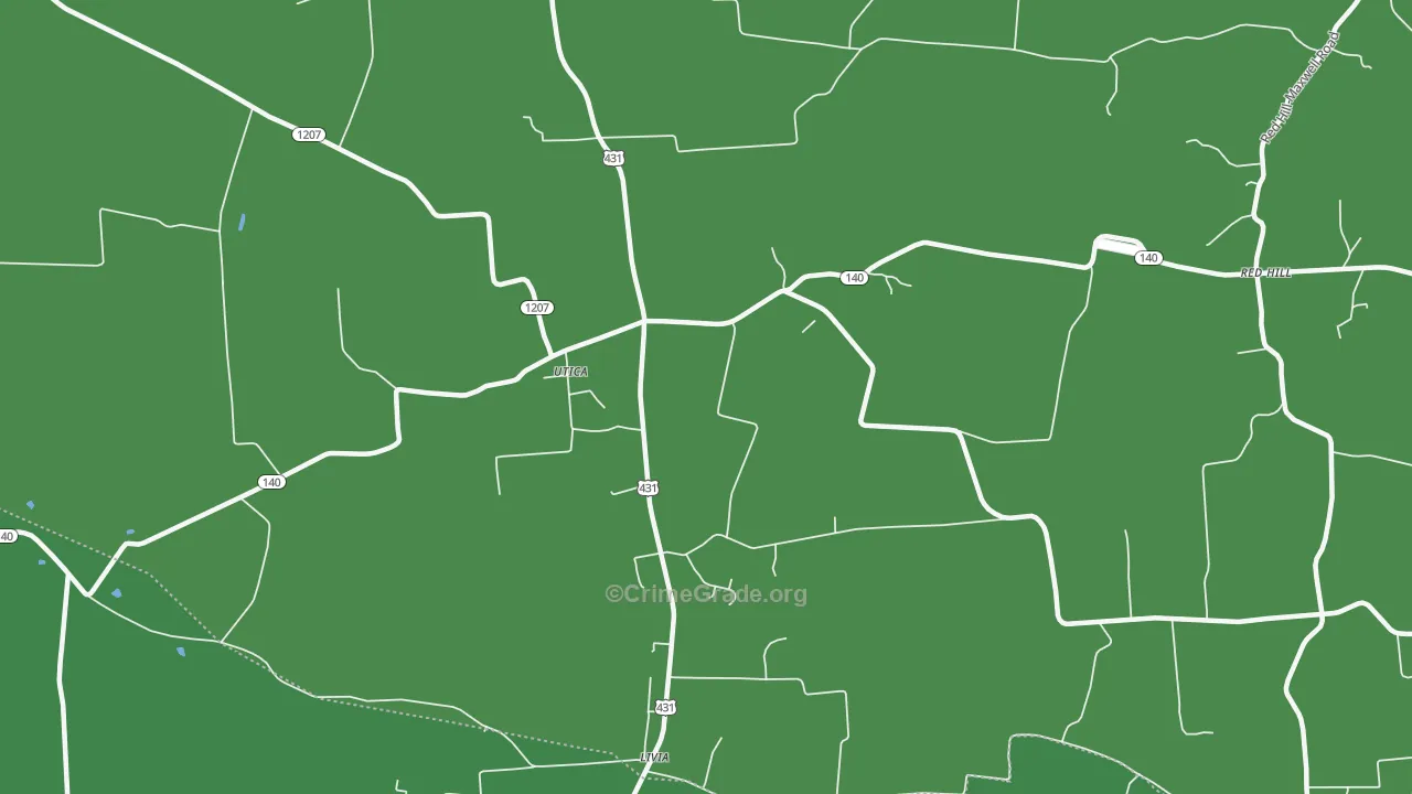 Sutherland, KY Map of Vehicle Theft Rates