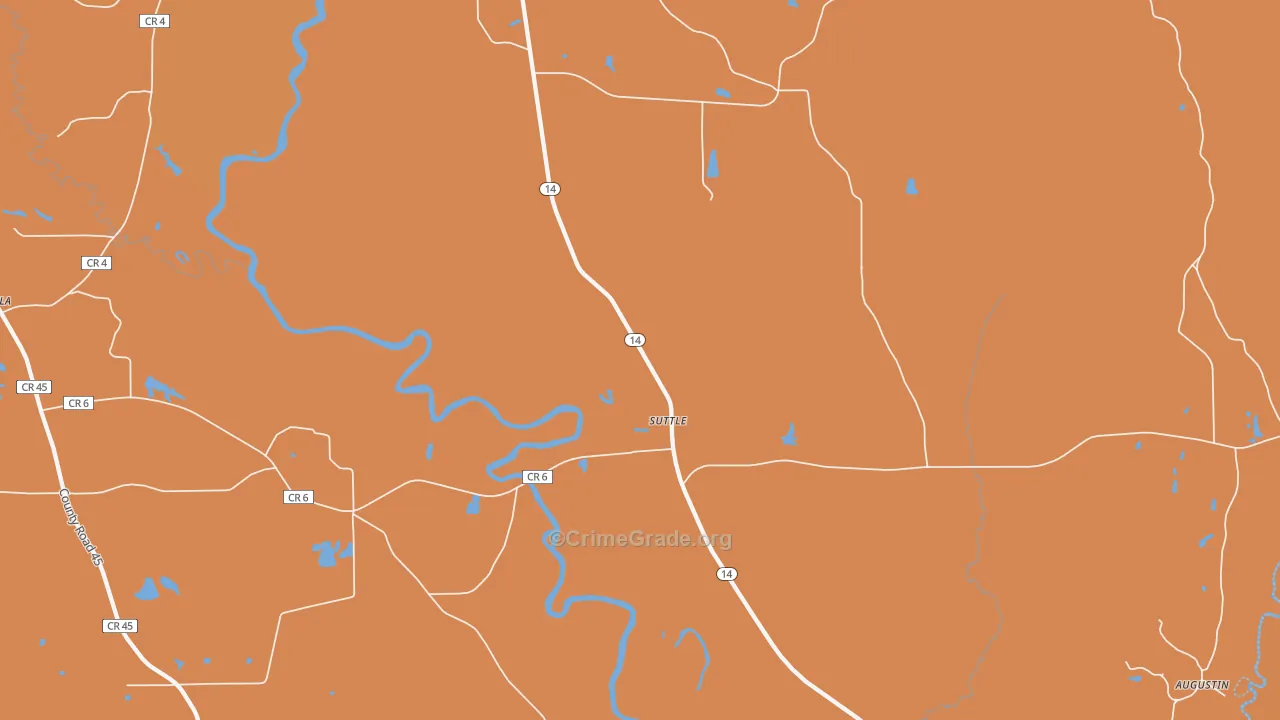 Suttle, AL Map of Vehicle Theft Rates