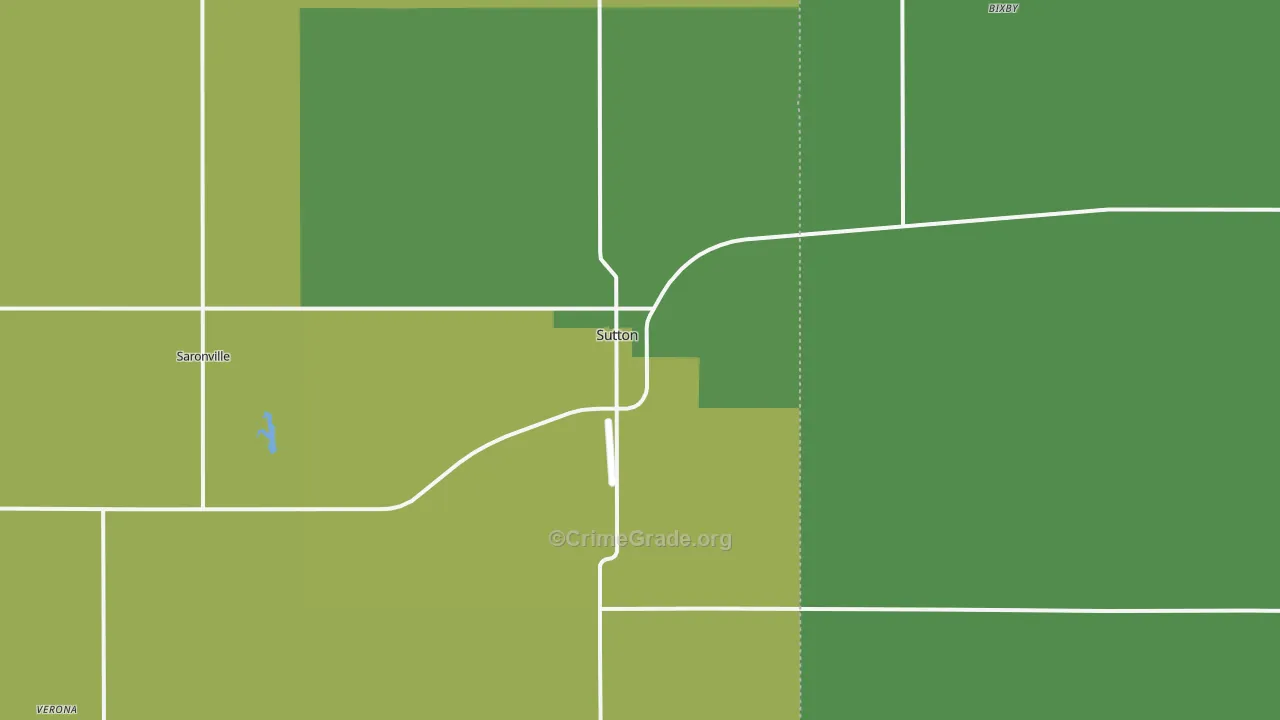 Sutton, NE Map of Vehicle Theft Rates