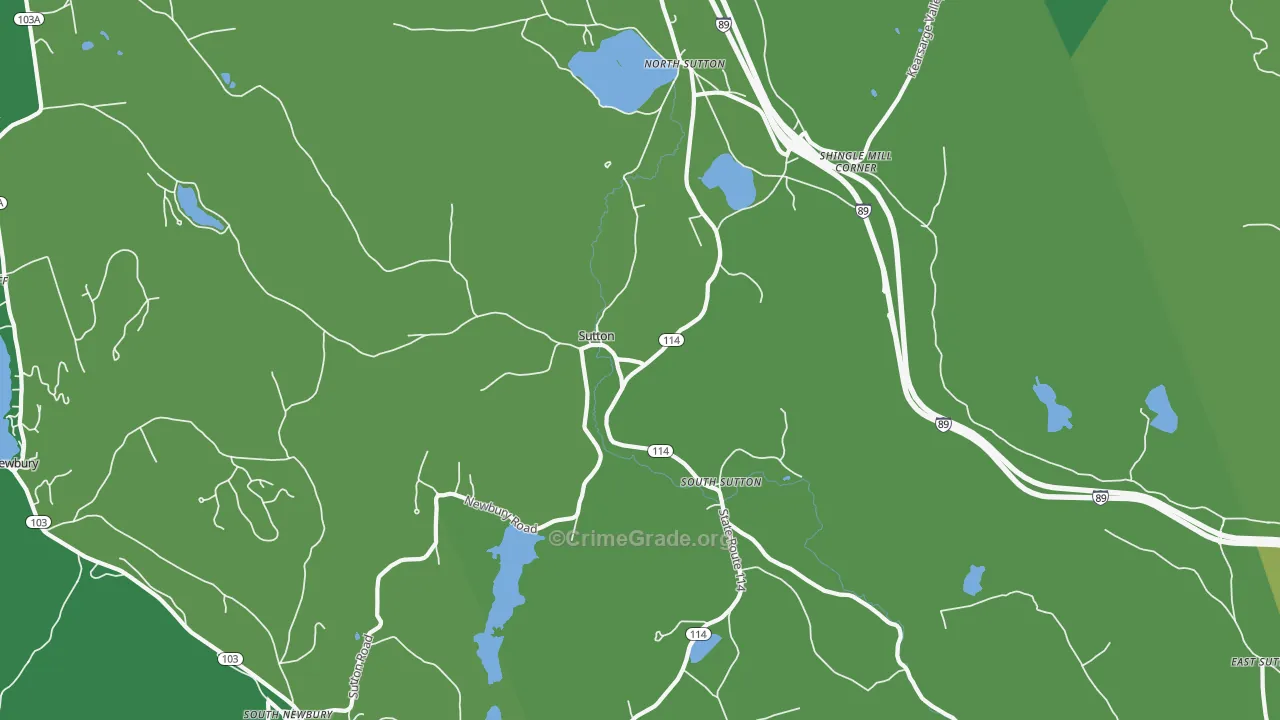 Sutton, NH Map of Vehicle Theft Rates