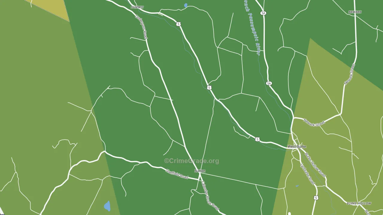 Sutton, VT Map of Vehicle Theft Rates