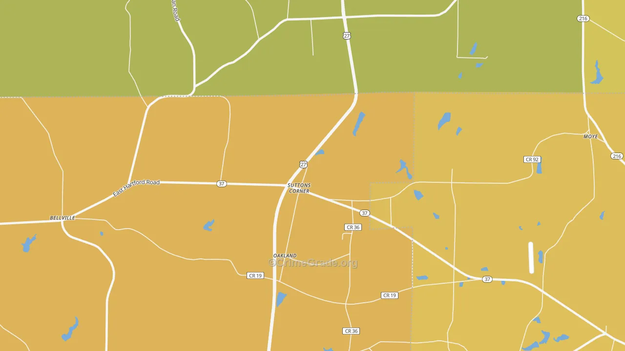 Suttons Corner, GA Map of Vehicle Theft Rates