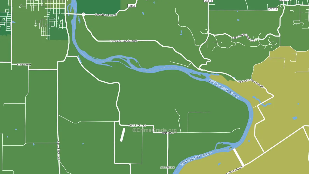 Suver, OR Map of Vehicle Theft Rates