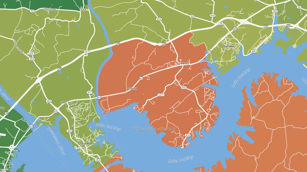 Suwanee, KY Map of Vehicle Theft Rates