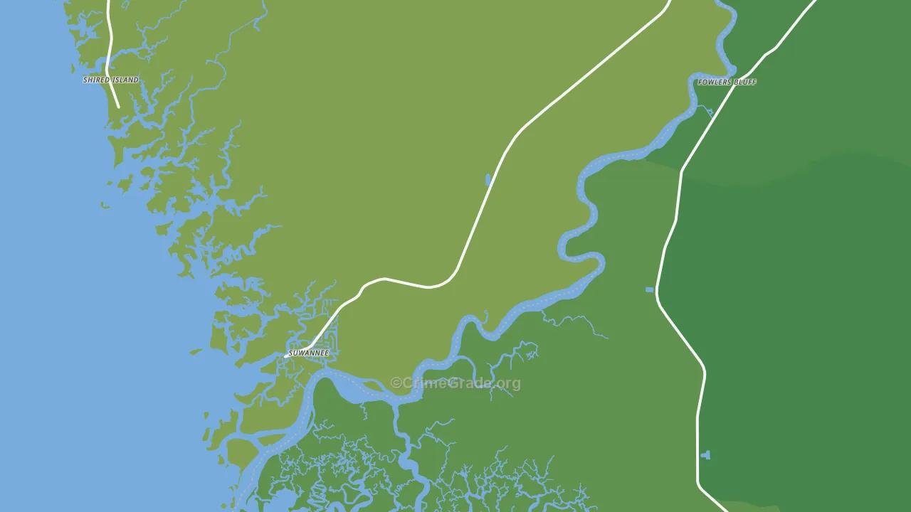 Suwannee, FL Map of Vehicle Theft Rates