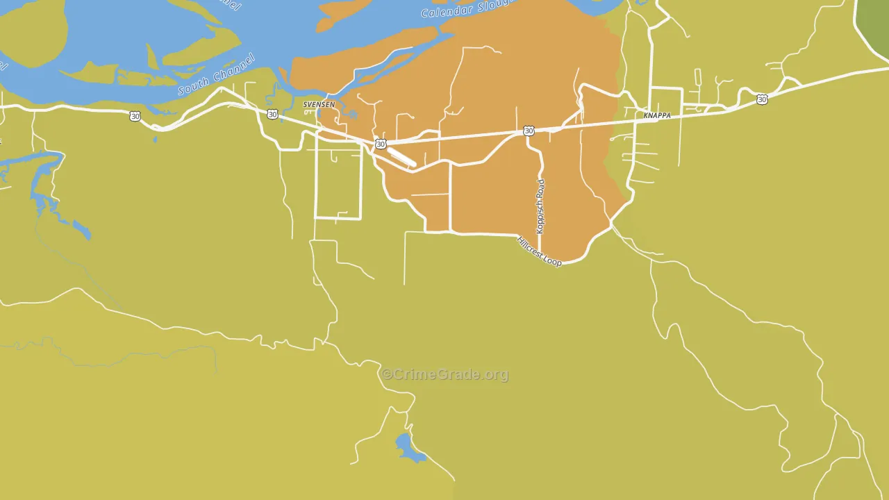 Svensen, OR Map of Vehicle Theft Rates