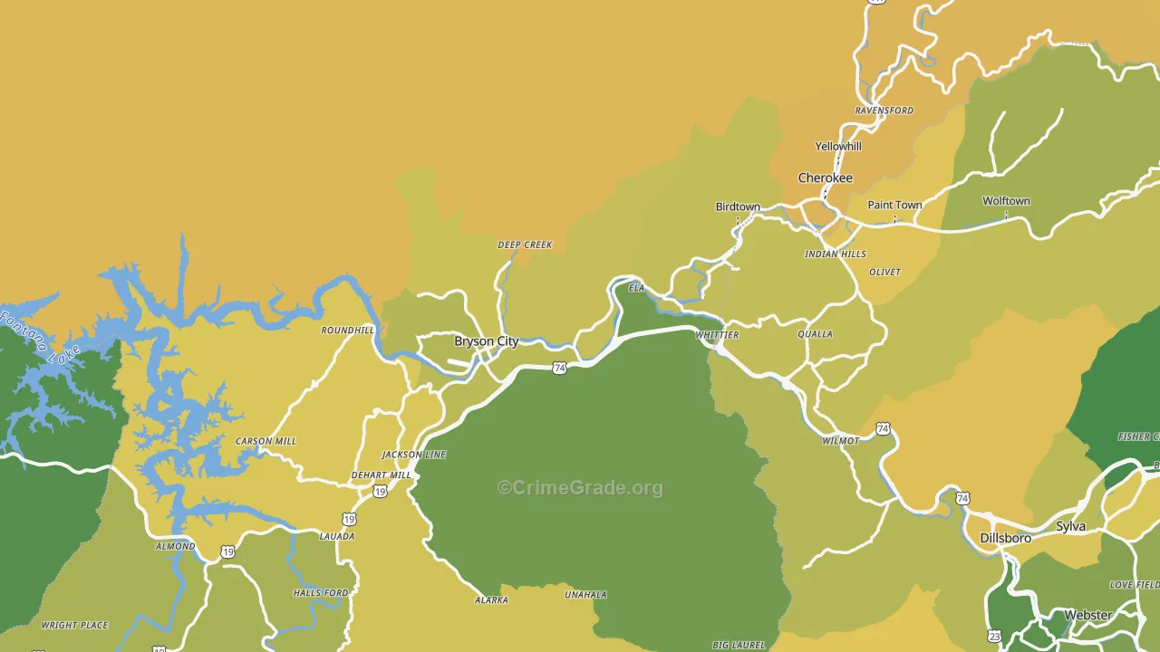 Swain County, NC Map of Vehicle Theft Rates