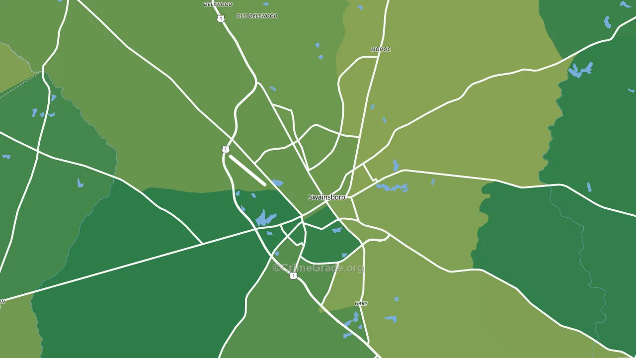 Swainsboro, GA Map of Vehicle Theft Rates