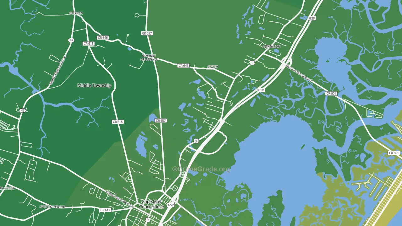 Swainton, NJ Map of Vehicle Theft Rates