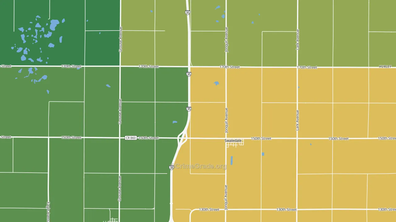 Swaledale, IA Map of Vehicle Theft Rates