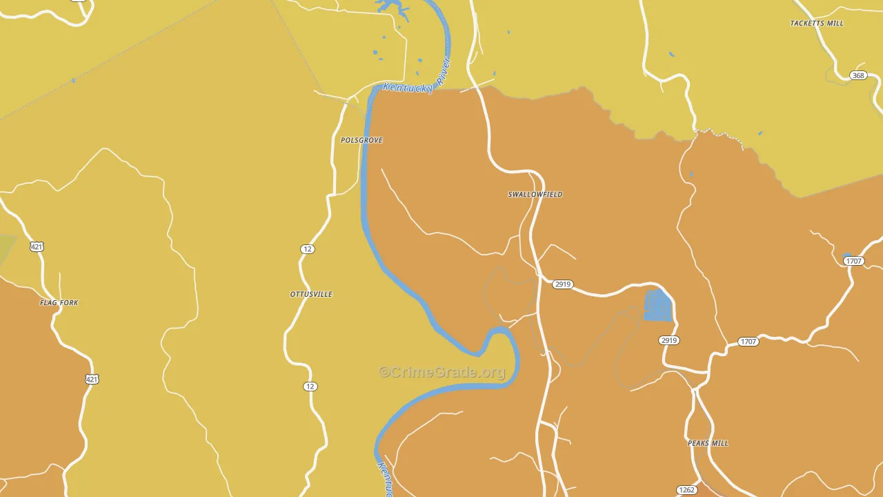 Swallowfield, KY Map of Vehicle Theft Rates