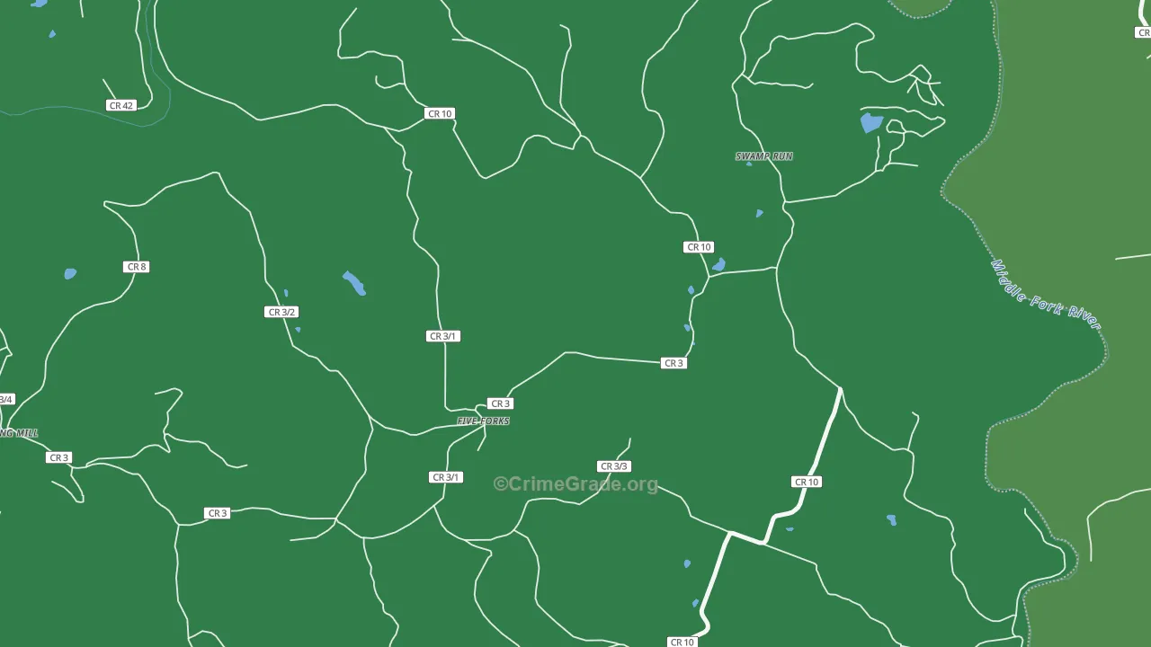 Swamp Run, WV Map of Vehicle Theft Rates