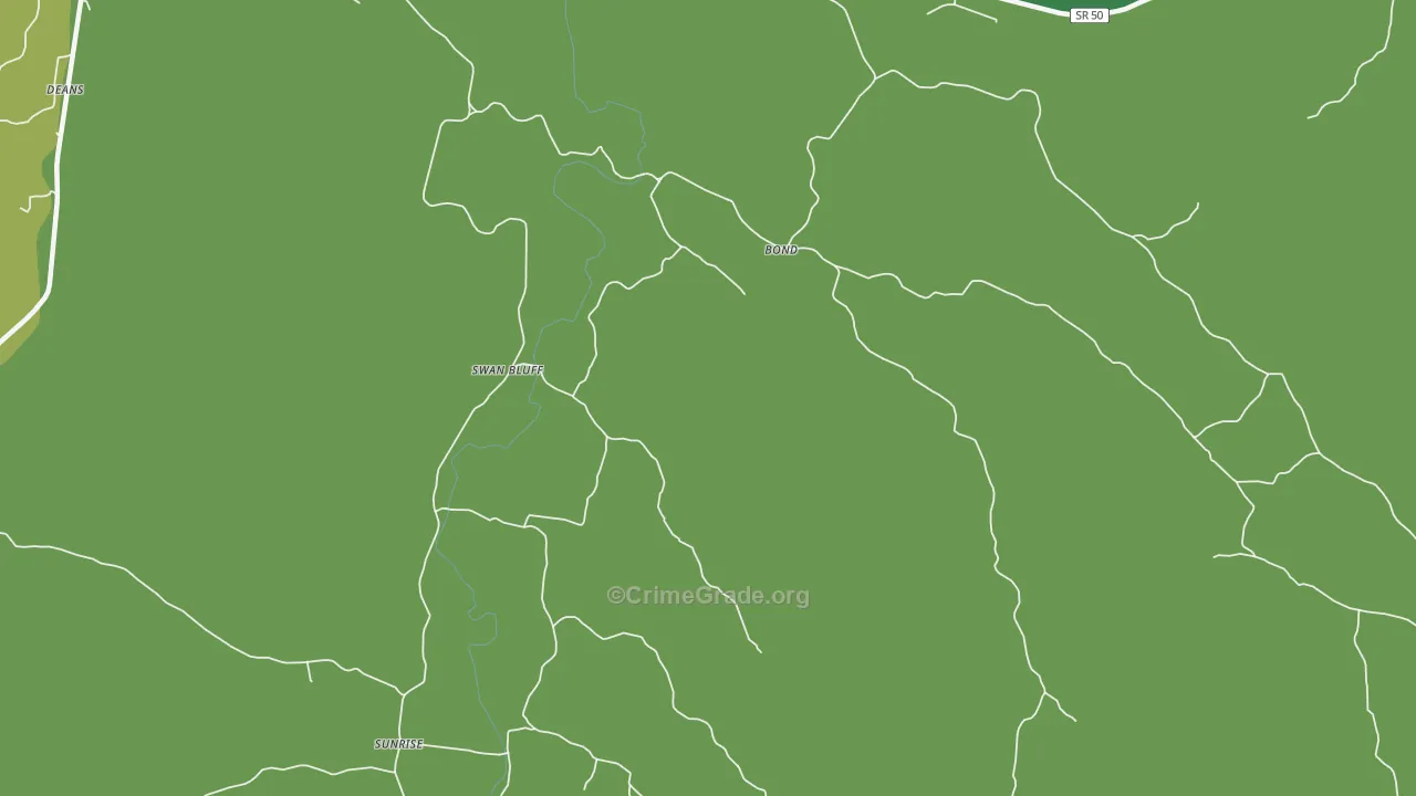Swan Bluff, TN Map of Vehicle Theft Rates