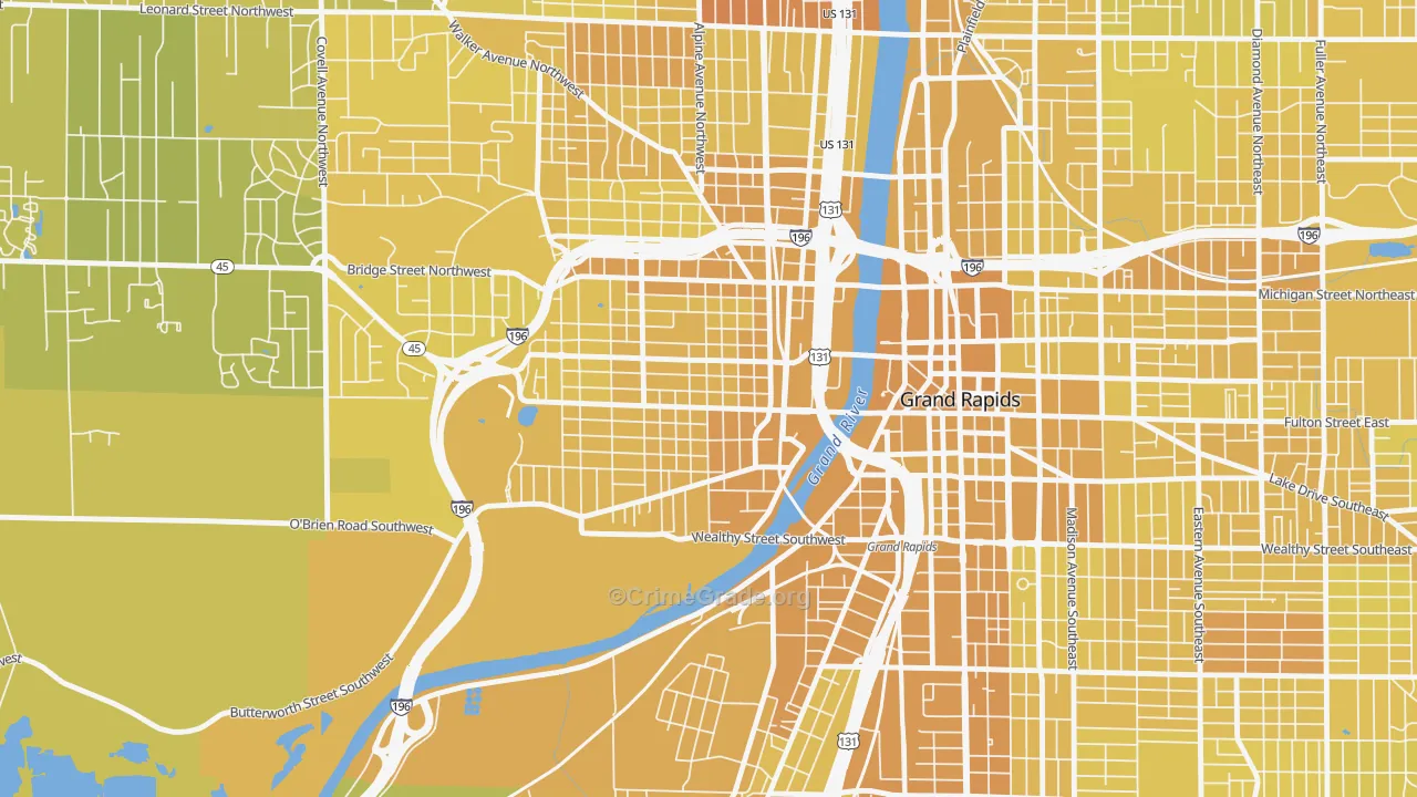 Swan, Grand Rapids, MI Map of Vehicle Theft Rates