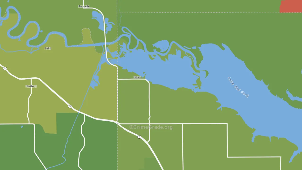 Swan, IA Map of Vehicle Theft Rates