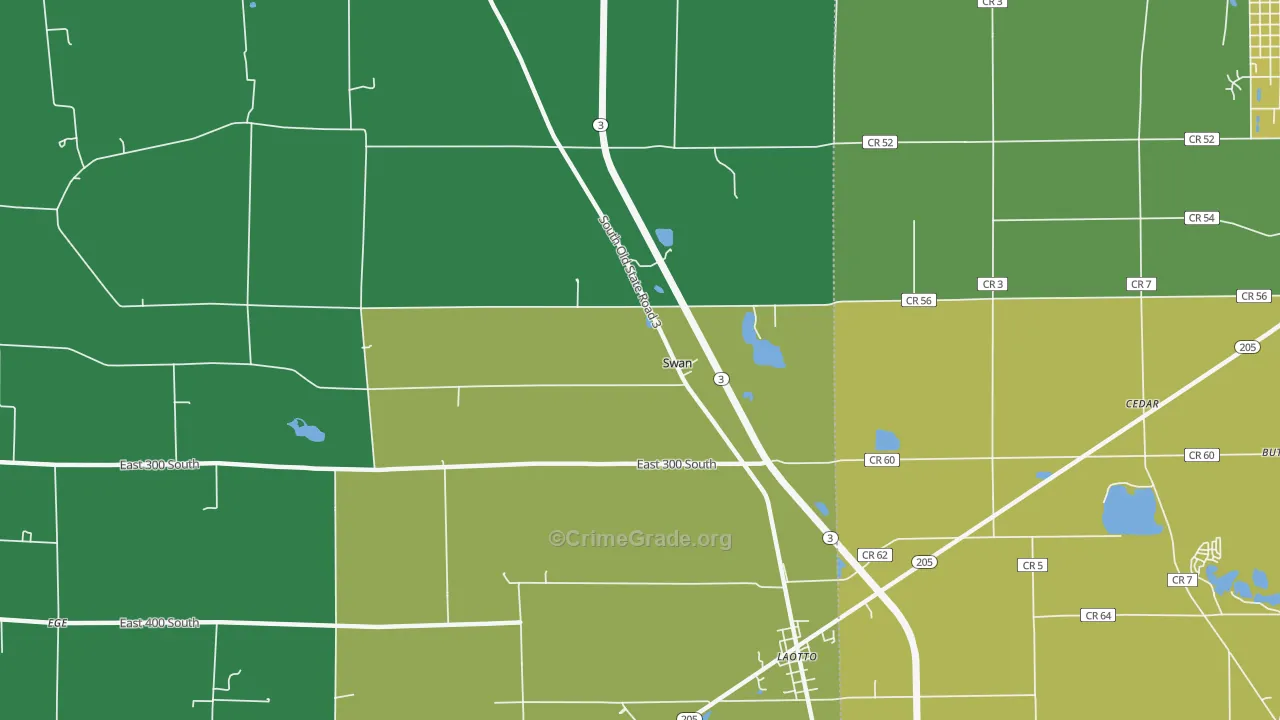Swan, IN Map of Vehicle Theft Rates
