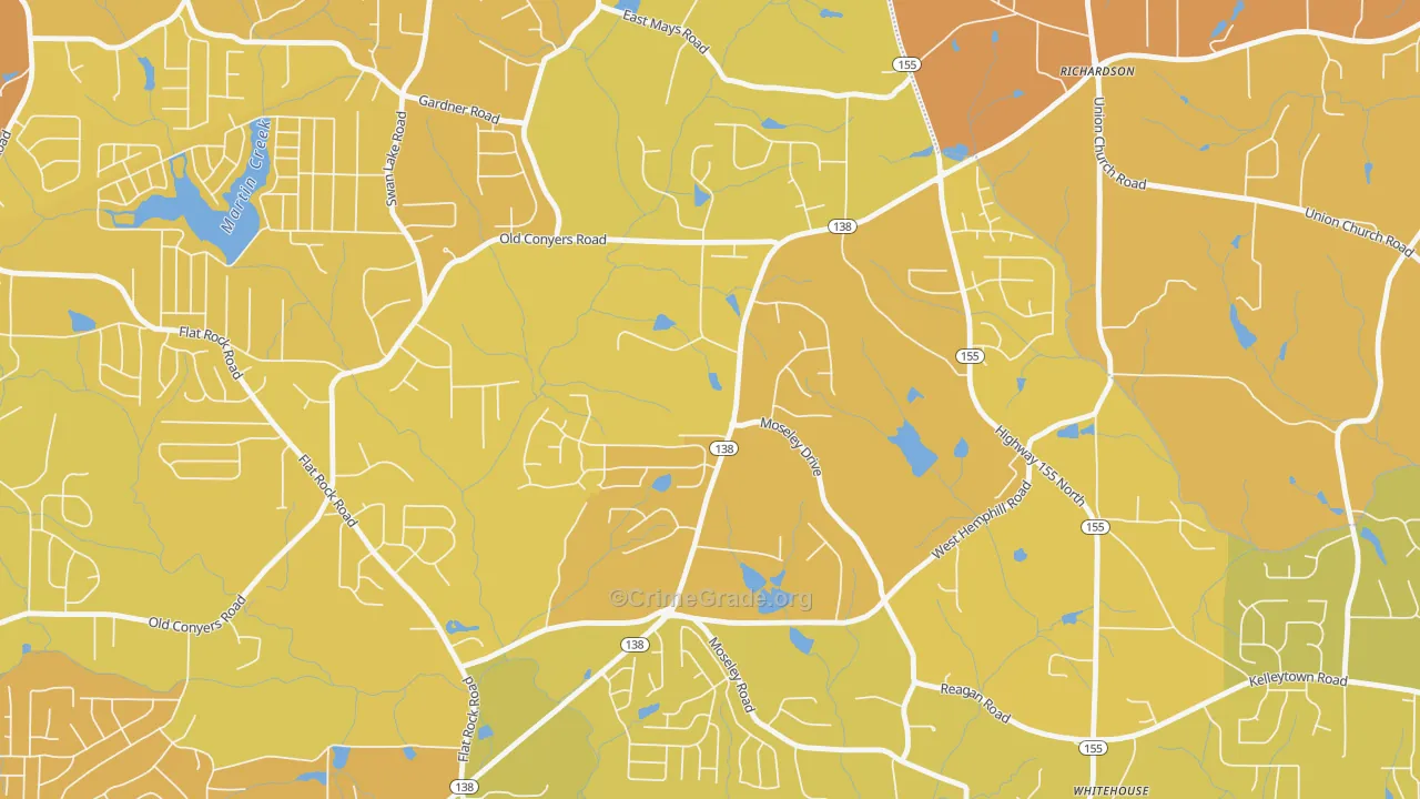 Swan Lake, GA Map of Vehicle Theft Rates