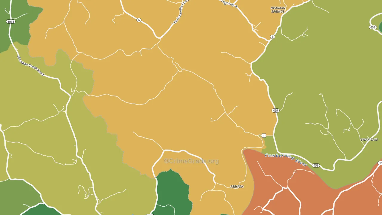 Swan Lake, KY Map of Vehicle Theft Rates