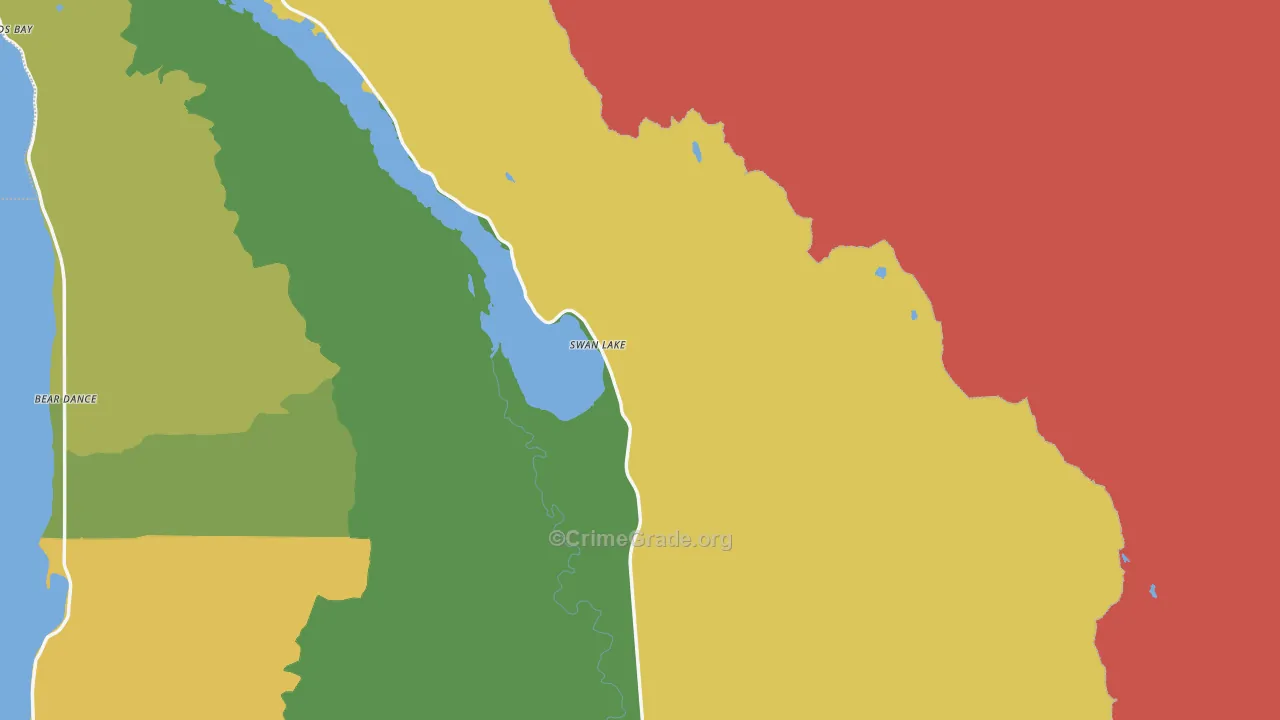 Swan Lake, MT Map of Vehicle Theft Rates