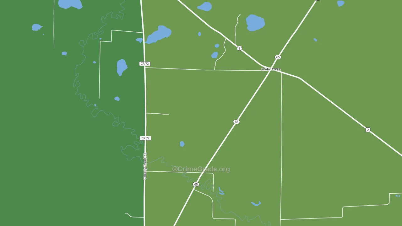 Swan River, MN Map of Vehicle Theft Rates
