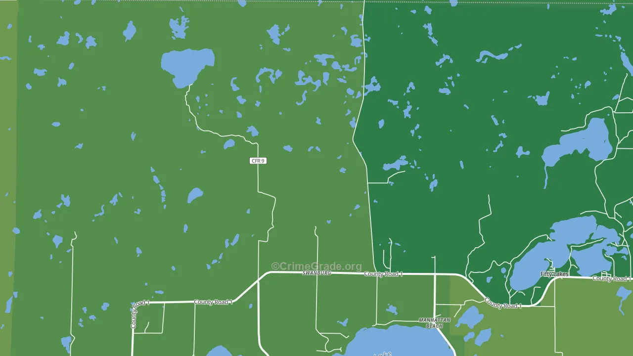 Swanburg, MN Map of Vehicle Theft Rates