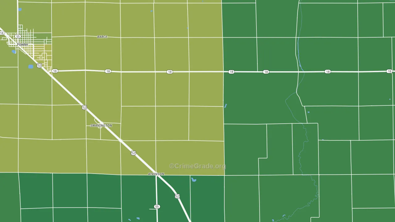 Swanington, IN Map of Vehicle Theft Rates