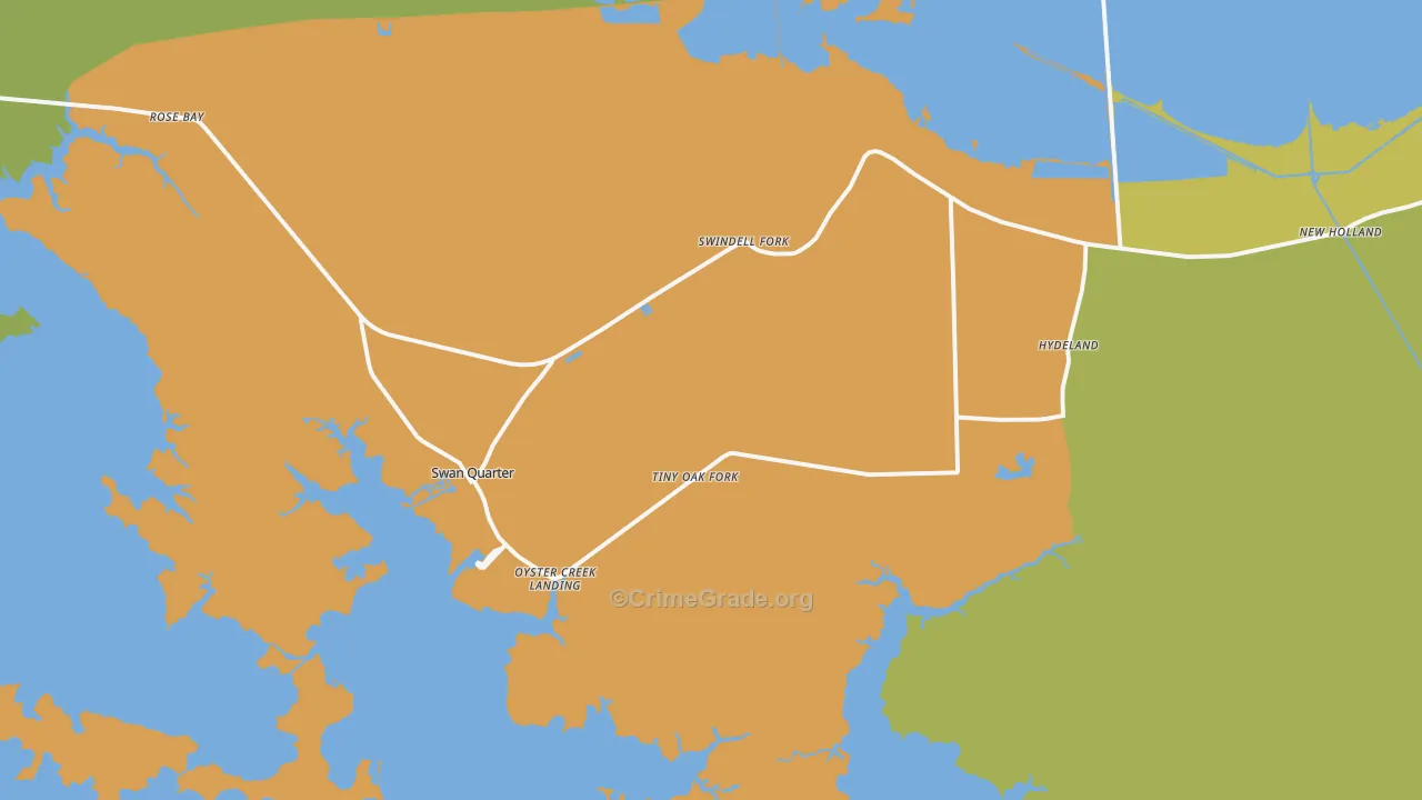 Swanquarter, NC Map of Vehicle Theft Rates